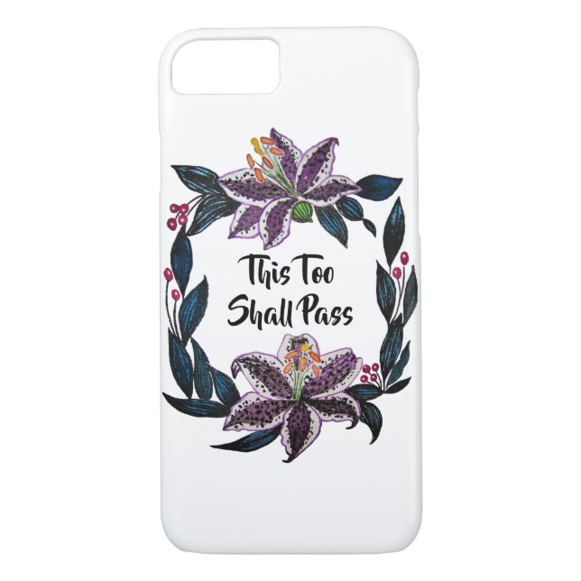 Funda De Case-Mate Para iPhone "Esto también pasará" acuarela Lily Wreath (Reverso)