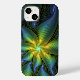 Funda Para iPhone 14 De Case-Mate Estrella abstracta, brillante arte azul verde dora