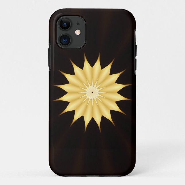 Funda De Case-Mate Para iPhone Estrella amarilla brillante de diseño de Kaleidosc (Reverso)