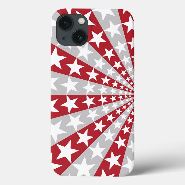 Funda De Case-Mate Para iPhone Estrella blanca (A phone case with a pattern of red and gray stripes radiating from the center!)
