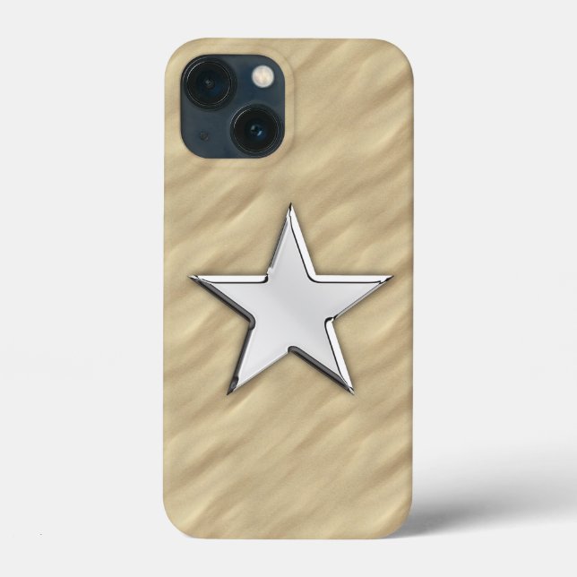 Funda De Case-Mate Para iPhone Estrella cromada en Sandy Beach Print (Reverso )