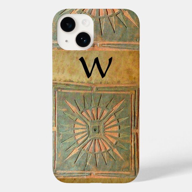 Funda De Case-Mate Para iPhone ESTRELLA DE LA MAÑANA, amarillo, marrón, monograma (Reverso )