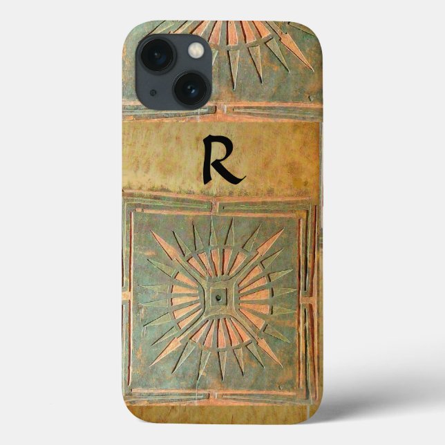 Funda De Case-Mate Para iPhone ESTRELLA DE LA MAÑANA, amarillo, marrón, monograma (Reverso)