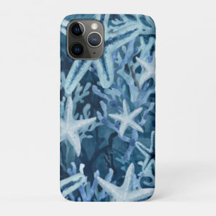 Funda Para iPhone 11 Pro Estrella de Mar Coral Azul Patrón Playero