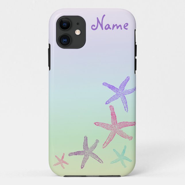 Funda De Case-Mate Para iPhone Estrella de mar Pastel Monograma Personalizado (Reverso)