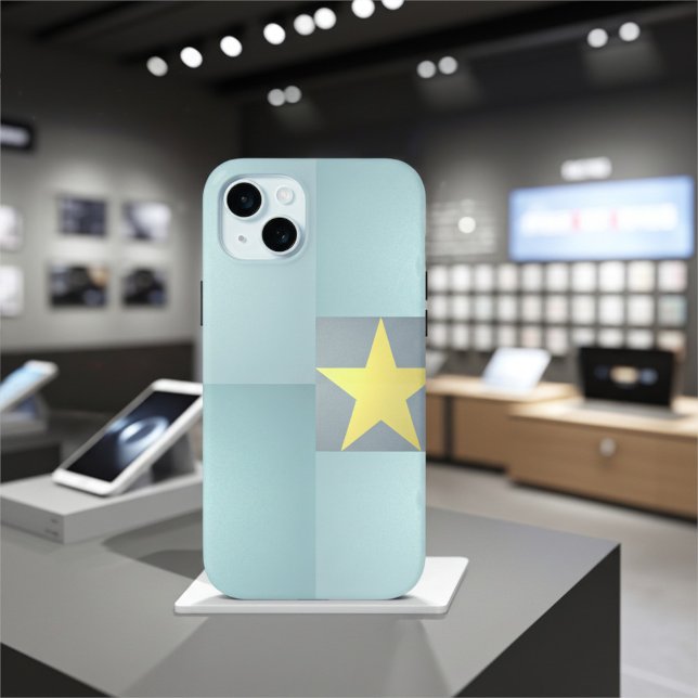 Funda De Case-Mate Para iPhone Estrella de Oro Excelencia Elegante Texturado Azul (Subido por el creador)