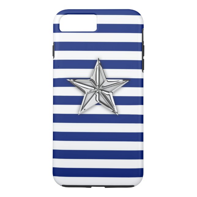 Funda De Case-Mate Para iPhone Estrella de plata en franjas (Reverso)