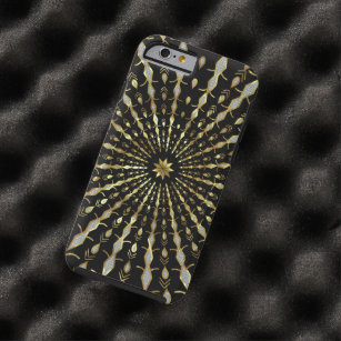 Funda Resistente Para iPhone 6 Estrella de Purpurina de oro y diamantes negros