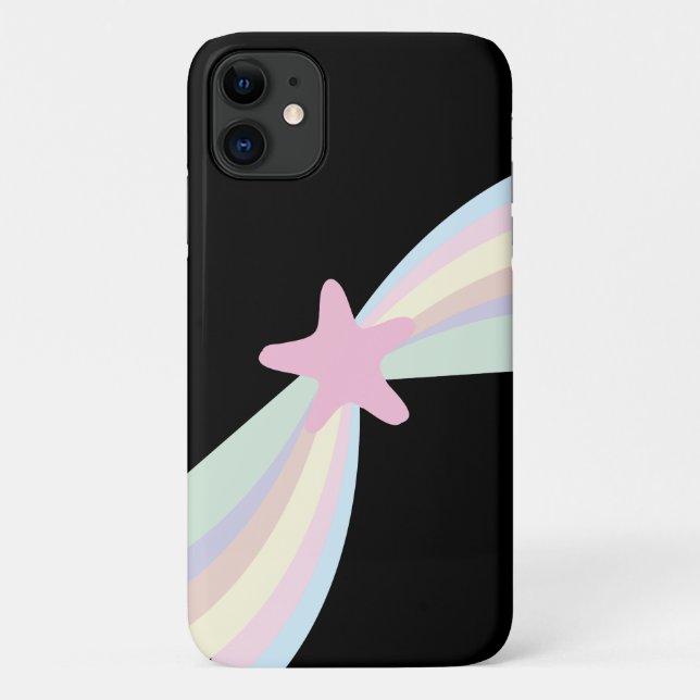 Funda De Case-Mate Para iPhone Estrella de tiro arco iris suave negro (Reverso)