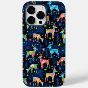 Funda Para iPhone 14 Pro Max De Case-Mate Estrella del bosque de navidad de ciervos colorido