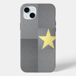 Funda Para iPhone 15 Mini Estrella dorada Textura de excelencia Elegante gri