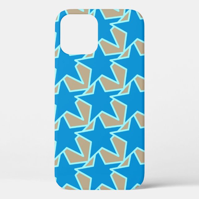 Funda De Case-Mate Para iPhone Estrella moderna Geométrica, azul ceruleano y taúp (Reverso )
