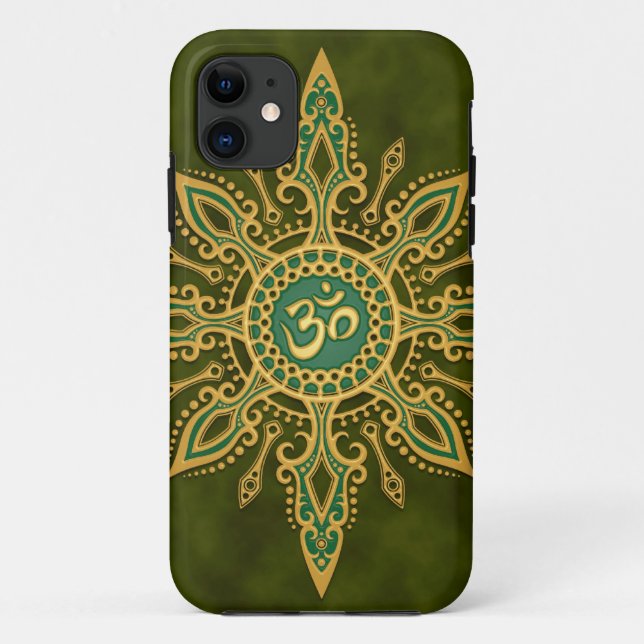 Funda De Case-Mate Para iPhone Estrella verde de oro de Aum (Reverso)