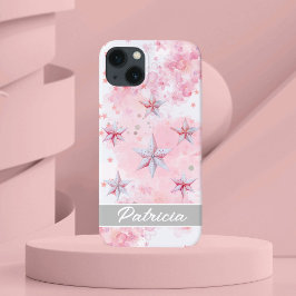 Funda Para iPhone 13 Estrellas acuáticas modernas rosadas