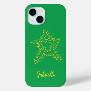 Funda Para iPhone 15 Estrellas amarillas en verde