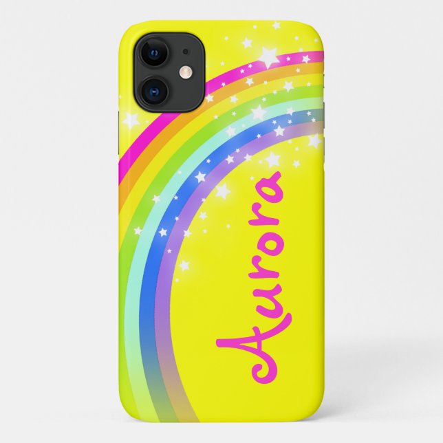 Funda De Case-Mate Para iPhone Estrellas arcoiris amarillas brillantes (Reverso)