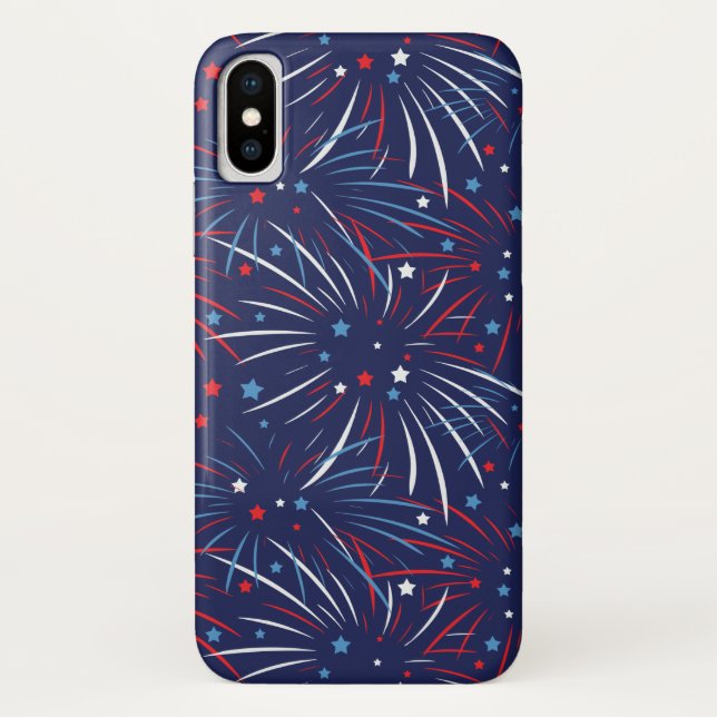 Funda De Case-Mate Para iPhone Estrellas azules blancas rojas de los fuegos (Reverso)