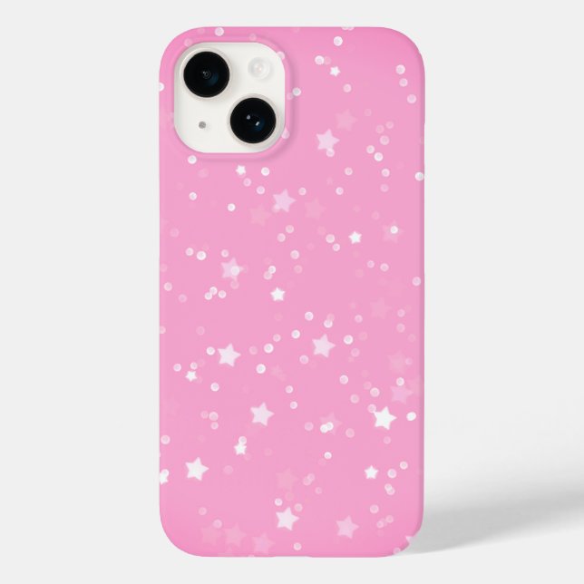 Funda De Case-Mate Para iPhone Estrellas Blancas En Rosa (Reverso )