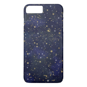 Funda Para iPhone 8 Plus/7 Plus Estrellas Celestiales Azules y Doradas Acuarela Ca