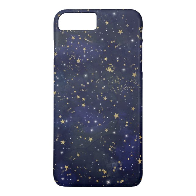 Funda De Case-Mate Para iPhone Estrellas Celestiales Azules y Doradas Acuarela Ca (Reverso)