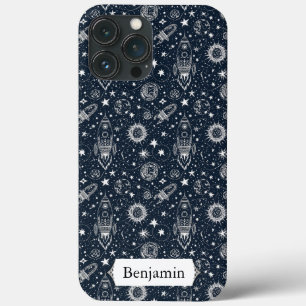 Funda Para iPhone 13 Pro Max Estrellas Cohete Nave Espacial Caprichosa Personal