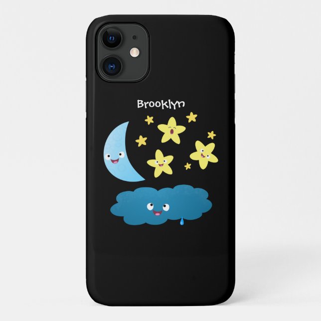Funda De Case-Mate Para iPhone Estrellas de canto, personalizado de luna y nube (Reverso)