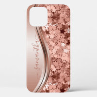 Estrellas de Confeti Rosa Dorado Nombre Manuscrito