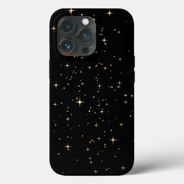 Funda De Case-Mate Para iPhone Estrellas de espuma de oro y negro (Reverso )