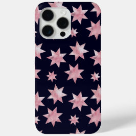 Funda Para iPhone 15 Pro Max Estrellas de glam rosado en cielo azul nocturno
