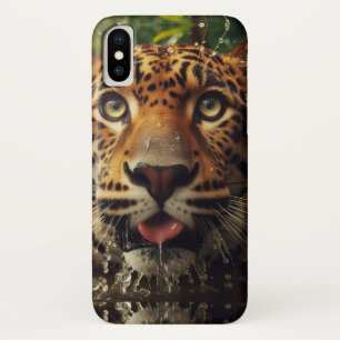 Funda Para iPhone X Estrellas de leopardo mientras agita agua en la ju