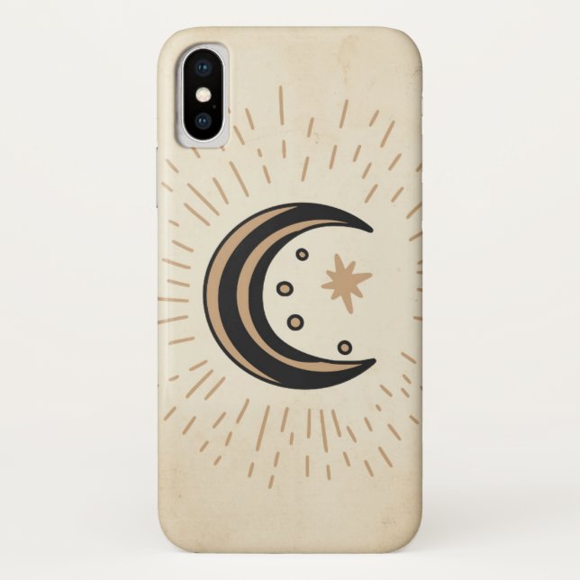 Funda De Case-Mate Para iPhone Estrellas de luna retro de papel sepia vintage ang (Reverso)