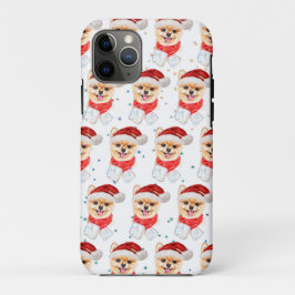 Funda Para iPhone 11 Pro Estrellas de Navidades de raza de perro de Pomeran