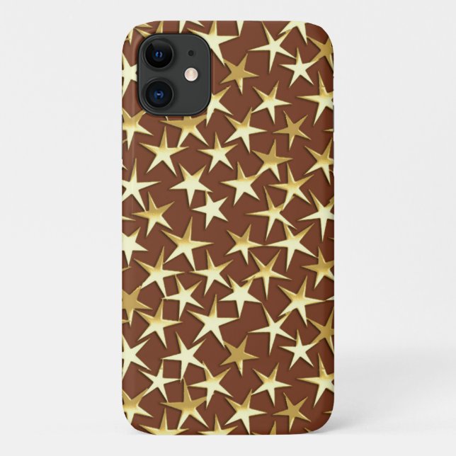 Funda De Case-Mate Para iPhone Estrellas de oro en marrón chocolate (Reverso)