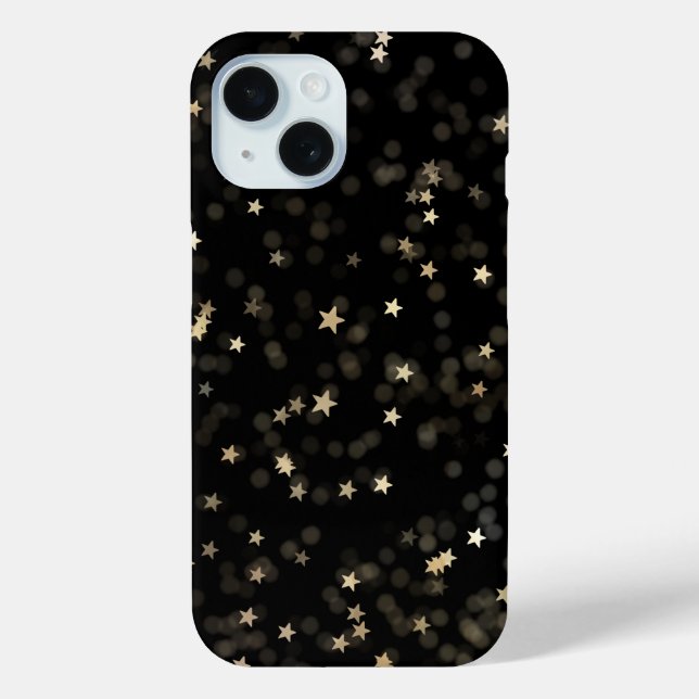 Funda De Case-Mate Para iPhone Estrellas de oro en negro (Reverso )