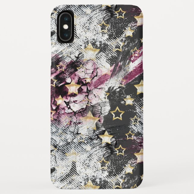 Funda De Case-Mate Para iPhone Estrellas de oro grunge abstracto moderno urbano (Reverso)