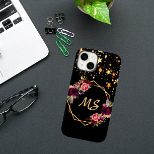 Funda Para iPhone 14 De Case-Mate Estrellas doradas negras floraciones monograma bur