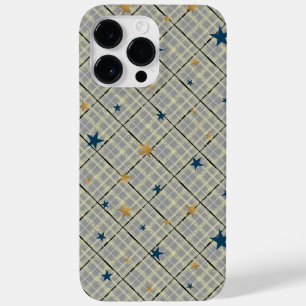 Funda Para iPhone 14 Pro Max De Case-Mate Estrellas doradas y azules sobre un fondo gris a c