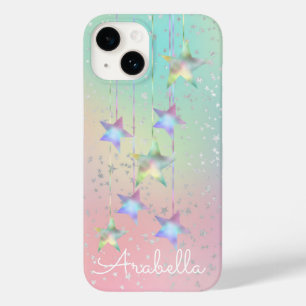 Funda Para iPhone 14 De Case-Mate Estrellas holográficas Pastel swirl y cinta linda