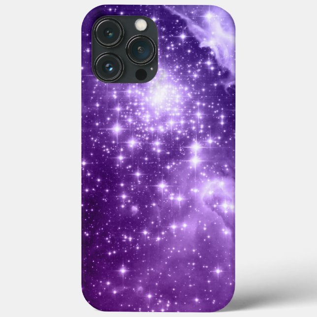 Funda De Case-Mate Para iPhone Estrellas mágicas moradas (Reverso )