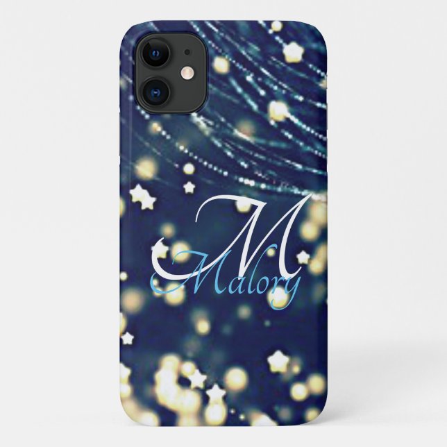 Funda De Case-Mate Para iPhone Estrellas místicas Monograma Esparkle personalizad (Reverso)