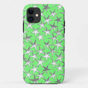 Funda Para iPhone 11 Estrellas plateadas en verde lima