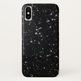 Funda Para iPhone X Estrellas Purpurinas2 - Negro plateado