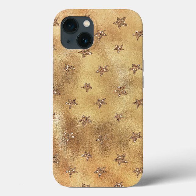 Funda De Case-Mate Para iPhone Estrellas Purpurinas de oro (Reverso )