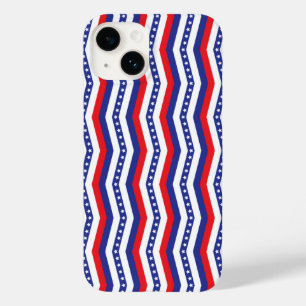 Funda Para iPhone 14 De Case-Mate Estrellas rojas blancas y azules y correas Chevron