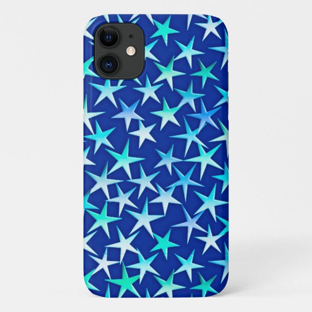 Funda De Case-Mate Para iPhone Estrellas satinadas, azul pálido sobre cobalto (Reverso)