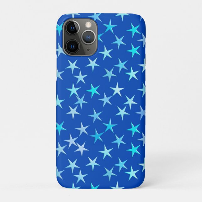 Funda De Case-Mate Para iPhone Estrellas satinadas, azul pálido sobre cobalto (Reverso)