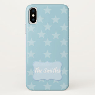 Funda Para iPhone X Estrellas sobre el monograma azul o el Personaliza