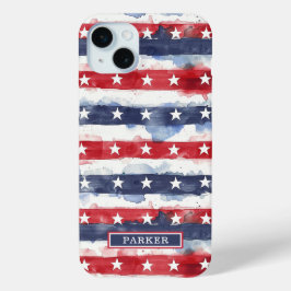 Funda Para iPhone 15 Mini Estrellas y Barras Monogramadas
