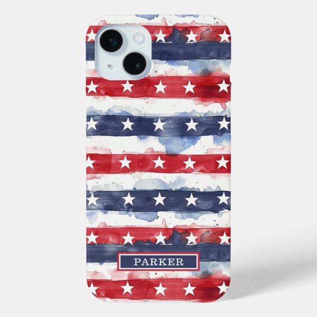 Funda De Case-Mate Para iPhone Estrellas y Barras Monogramadas (Reverso )