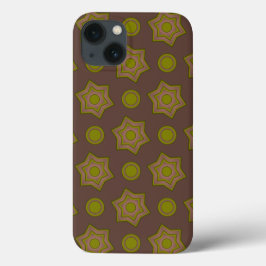Funda Para iPhone 13 Estrellas y círculos en marrón y verde